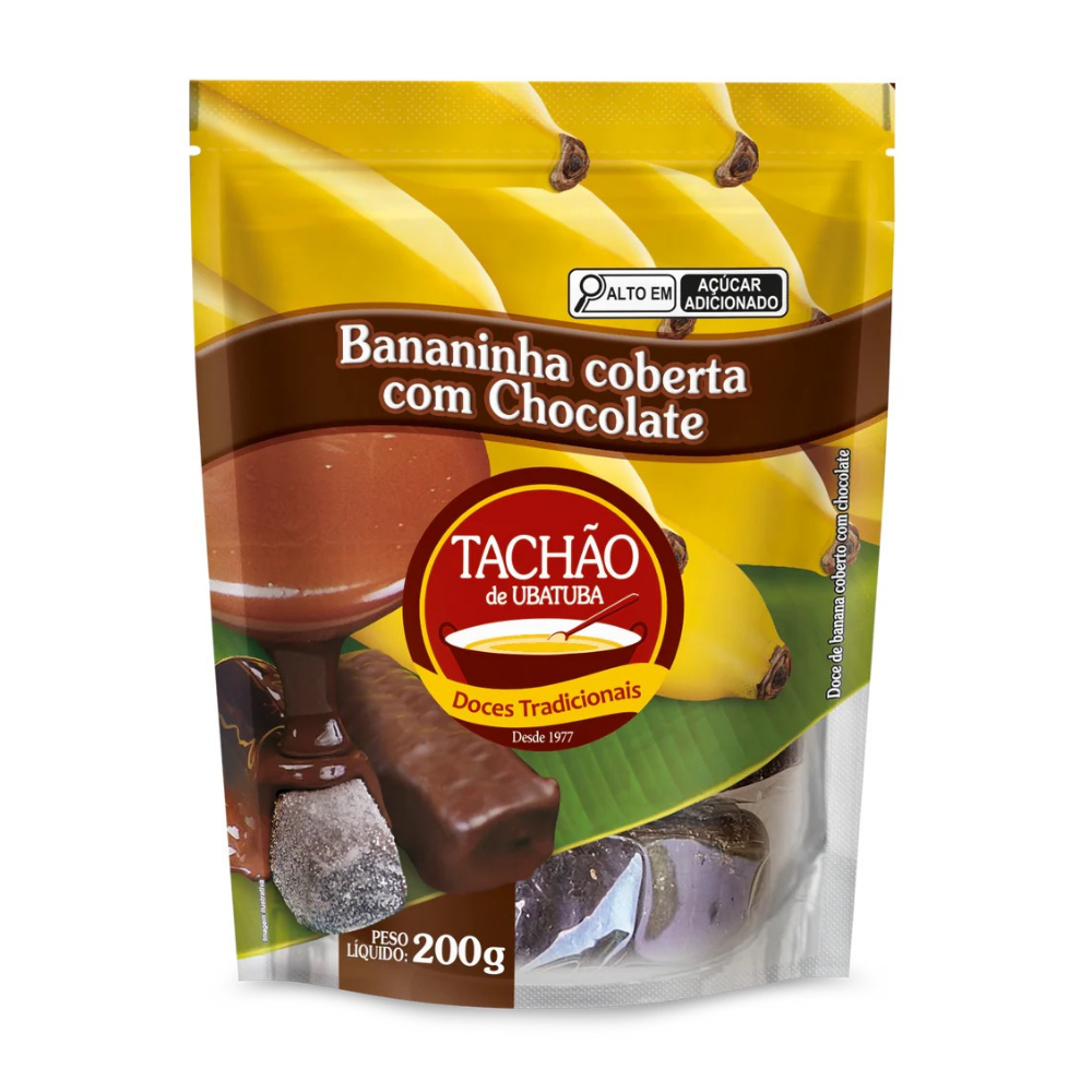 Bananinha Coberta com Chocolate / Chocolate Covered Banana Candy - Tachão (200g)