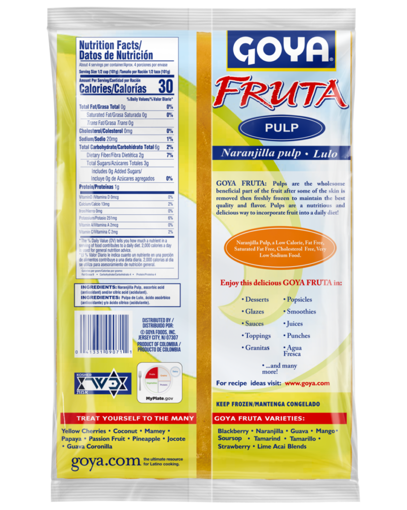Polpa de Naranjilla Congelada / Frozen Naranjilla Fruit Pulp - Goya (250g)
