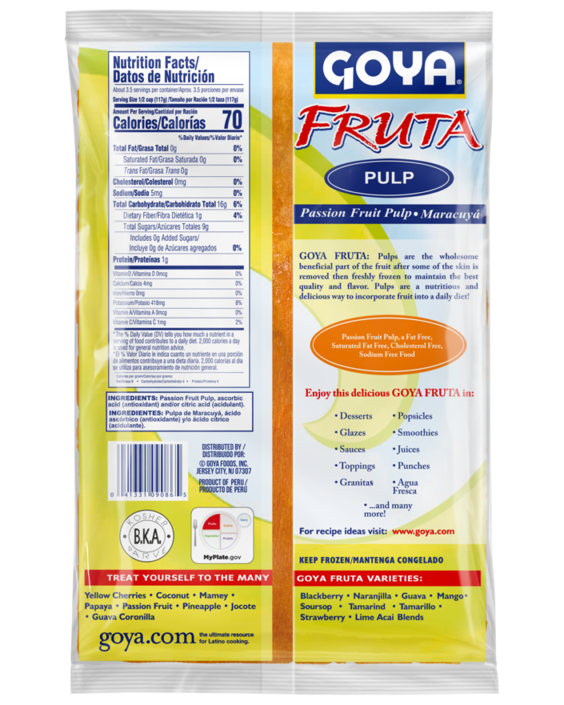 Polpa de Maracujá Congelada / Frozen Passion Fruit Pulp - Goya (250g)