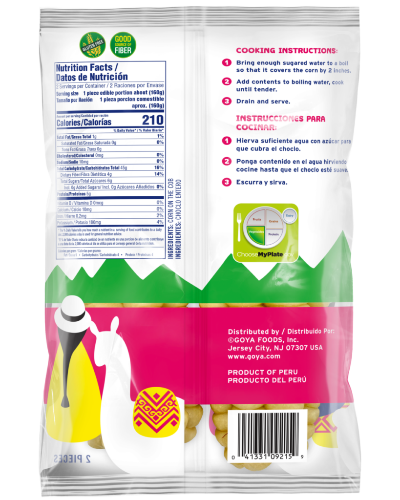 Choclo Peruano Congelado / Frozen Peruvian Jumbo Corn - Goya (500g)