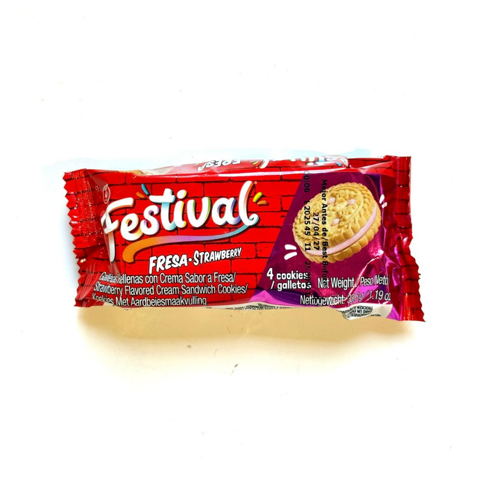 Bolacha Recheada de Morango / Strawberry Cookies - Festival (mini - 33,6g)