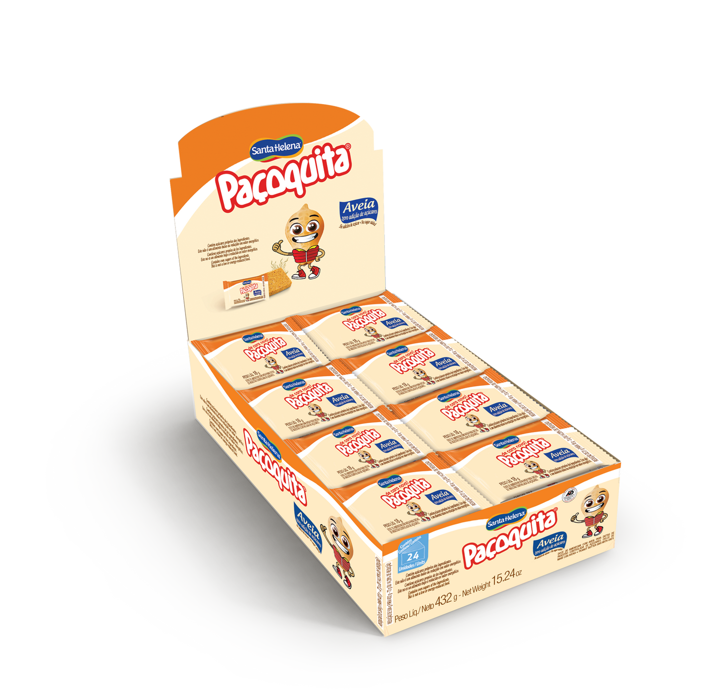 Paçoquita Zero Açúcar com Aveia / Peanut Candy Zero Sugar - Santa Helena (432g)