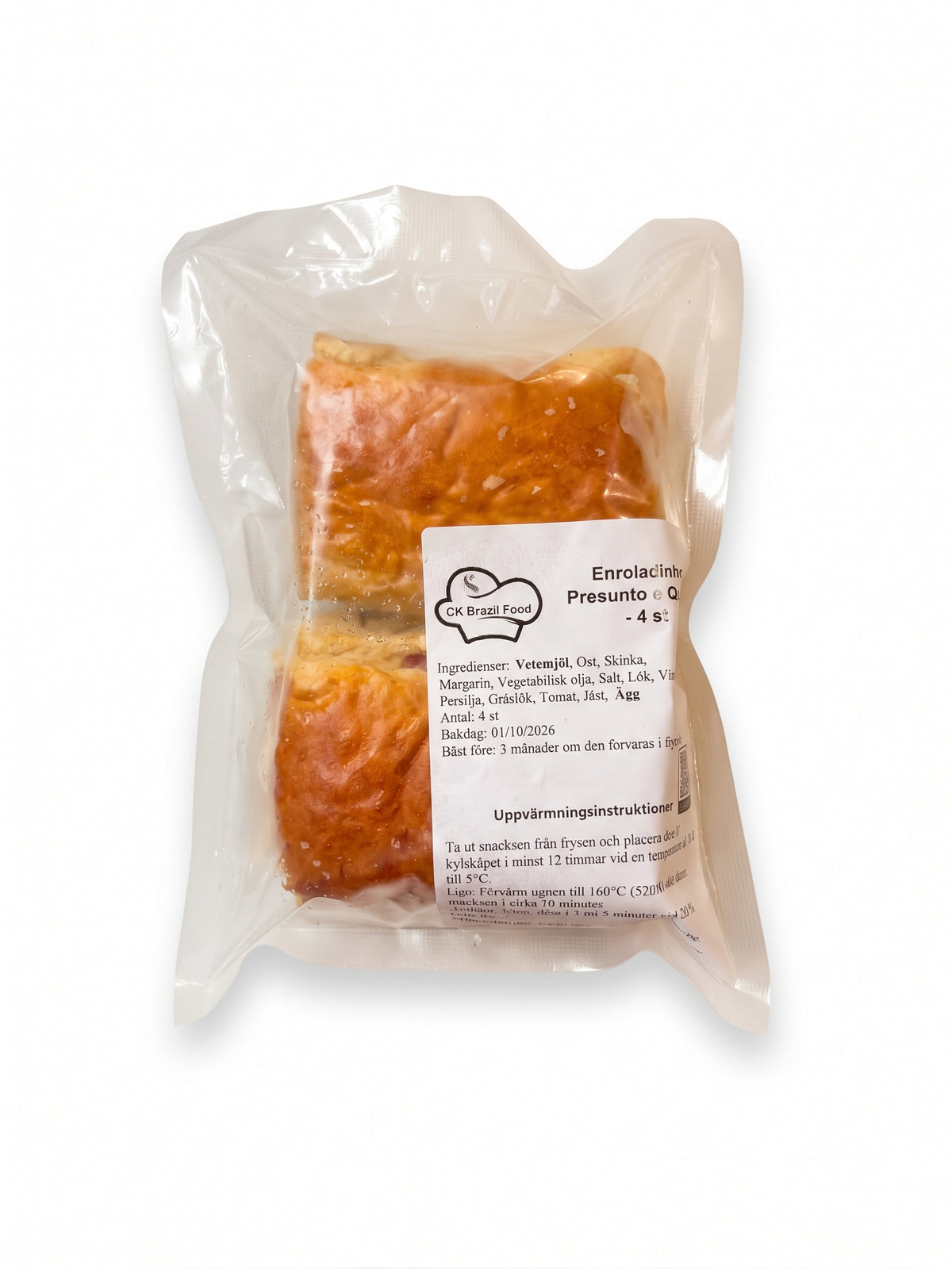 Enroladinho de Presunto e Queijo / Ham and Cheese Roll - CK Food (Pack 4 units.)