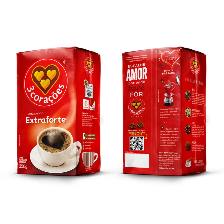 Café em Pó Extra Forte / Extra Strong Coffee - 3 Corações (250g)