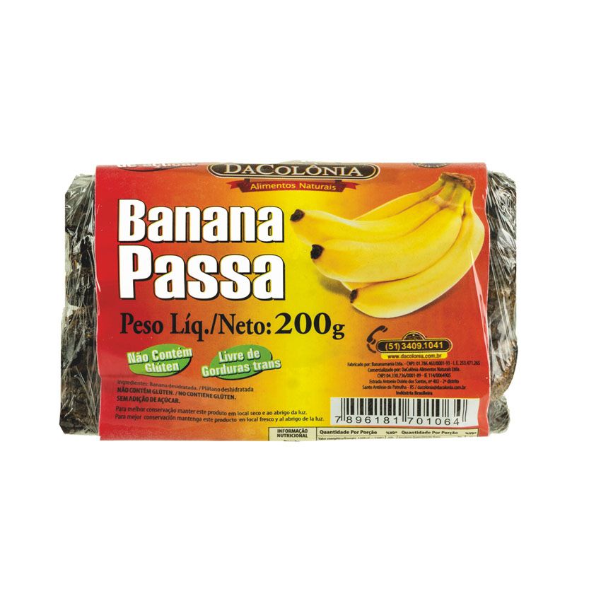 Banana Passa em Pedaços / Dried Banana Pieces - Da Colônioa (200g)