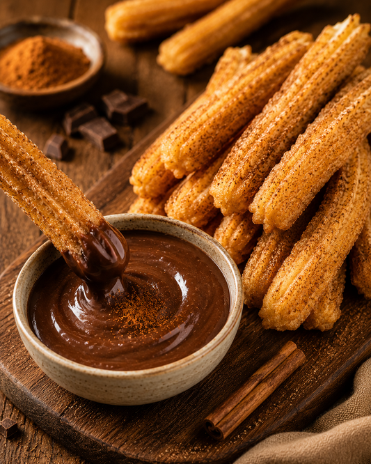 Churros Pré-Frito with Spiced Chocolate Sauce