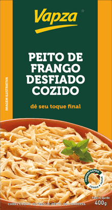 Peito de Frango Desfiado Cozido / Steam-Cooked Shredded Chicken Breast - Vapza (400g)