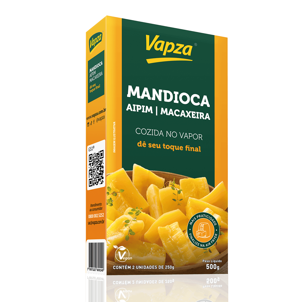 Mandioca Cozida no Vapor / Steam-Cooked Cassava - Vapza (500g)