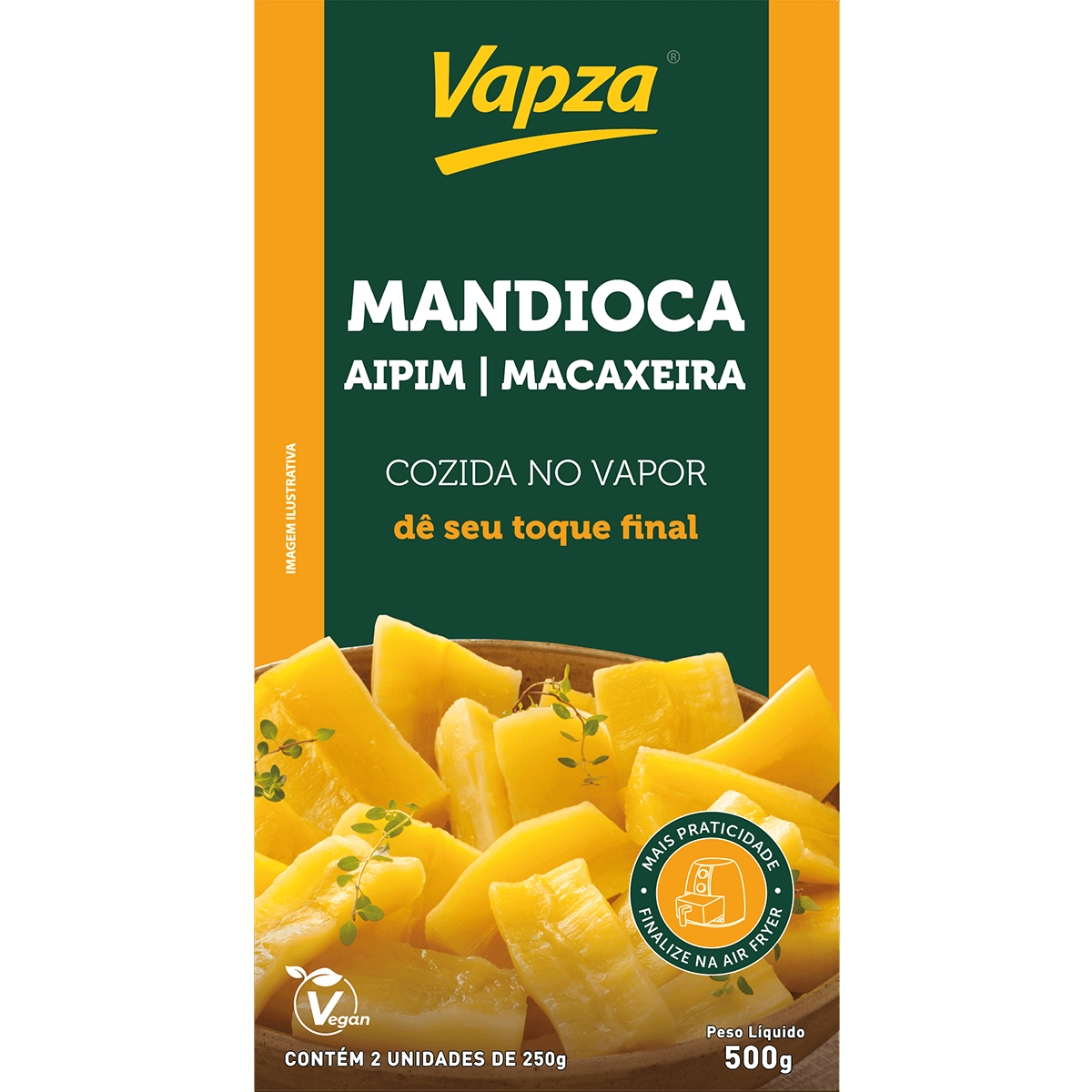 Mandioca Cozida no Vapor / Steam-Cooked Cassava - Vapza (500g)