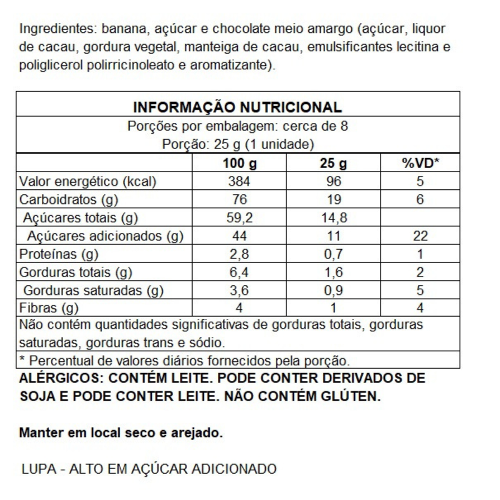 Bananinha Coberta com Chocolate / Chocolate Covered Banana Candy - Tachão (200g)