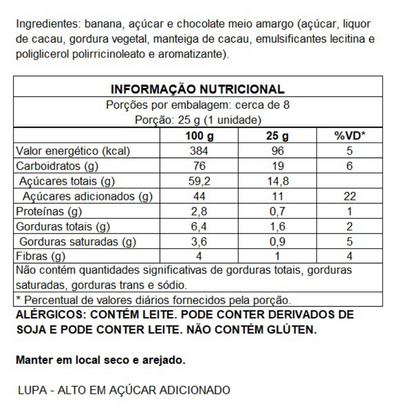 Bananinha Coberta com Chocolate / Chocolate Covered Banana Candy - Tachão (200g)