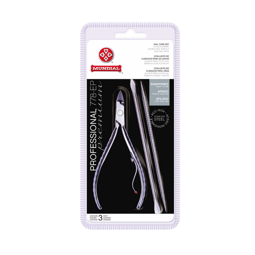 Kit Alicate para Cutícula 778 Profissional Inox / Kit Cuticle Nipper 778 Professional Inox - Mundial