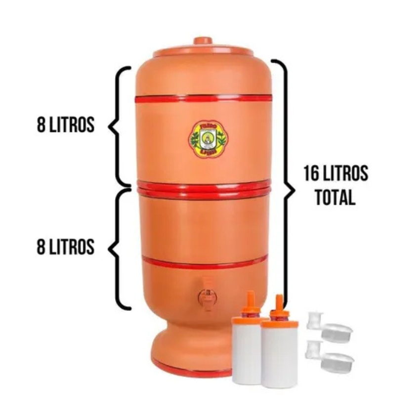 Filtro de Barro / Water Ceramic Filter - São Pedro (8 liters - 2 Triple Safe Filtration System)