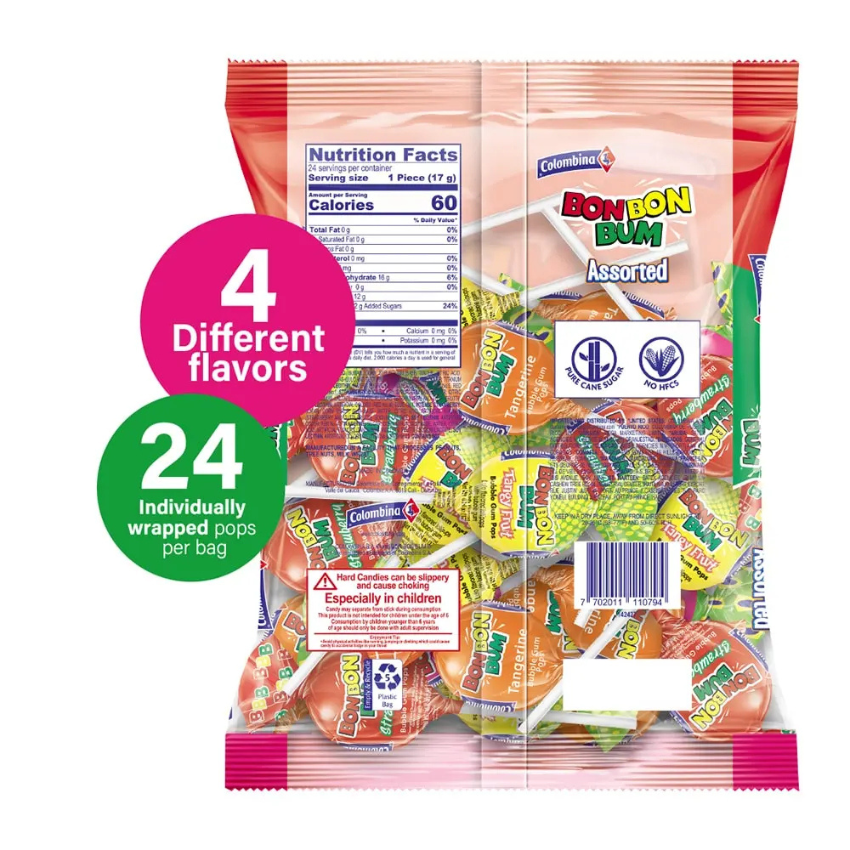 Assorted Lollipops Bon Bon Bum - Colombina (408g - 24 units)