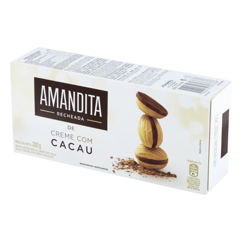 Amandita Wafer Recheado de Chocolate / Wafer Shells with Cocoa Cream Filling - Lacta (200g)