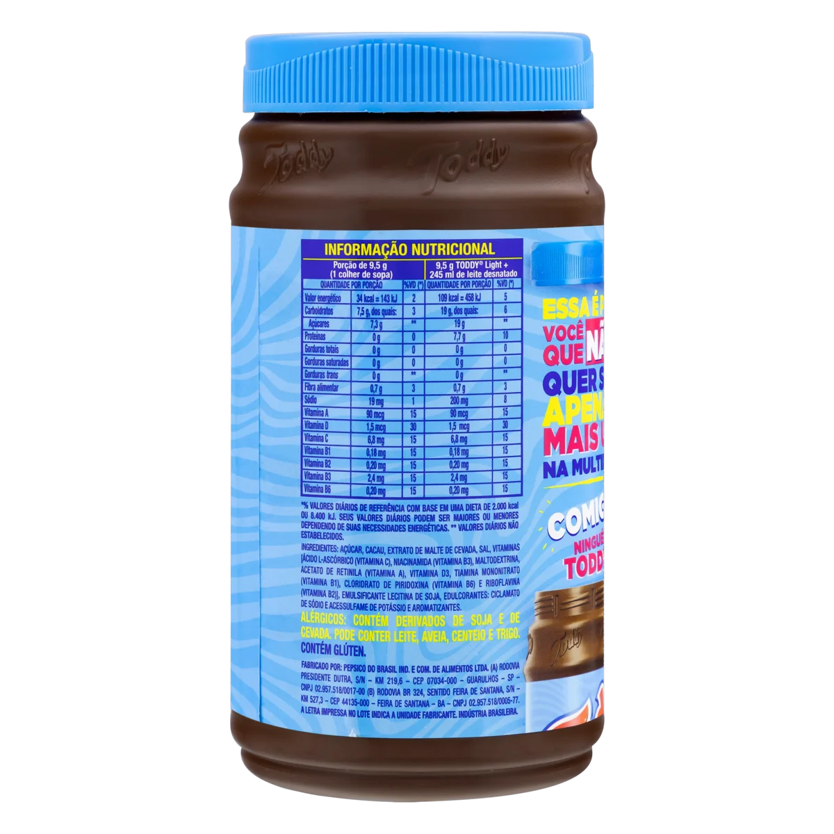 Achocolatado em Pó Light /  Light Chocolate Drink Powder - Toddy (380g)