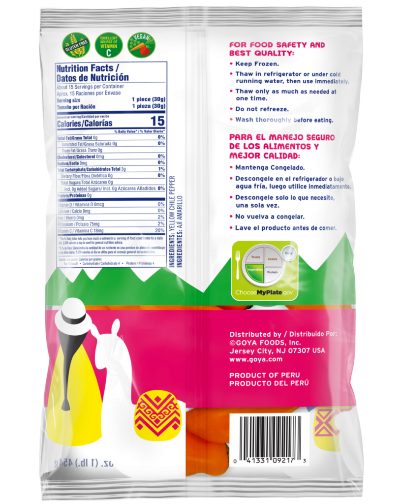 Ají Amarillo Congelado / Frozen Yellow Chili - Goya (500g)