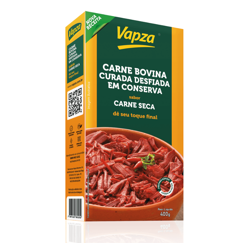 Carne Seca Desfiada Cozida ao Vapor / Steamed Pulled Beef - Vapza (400g)