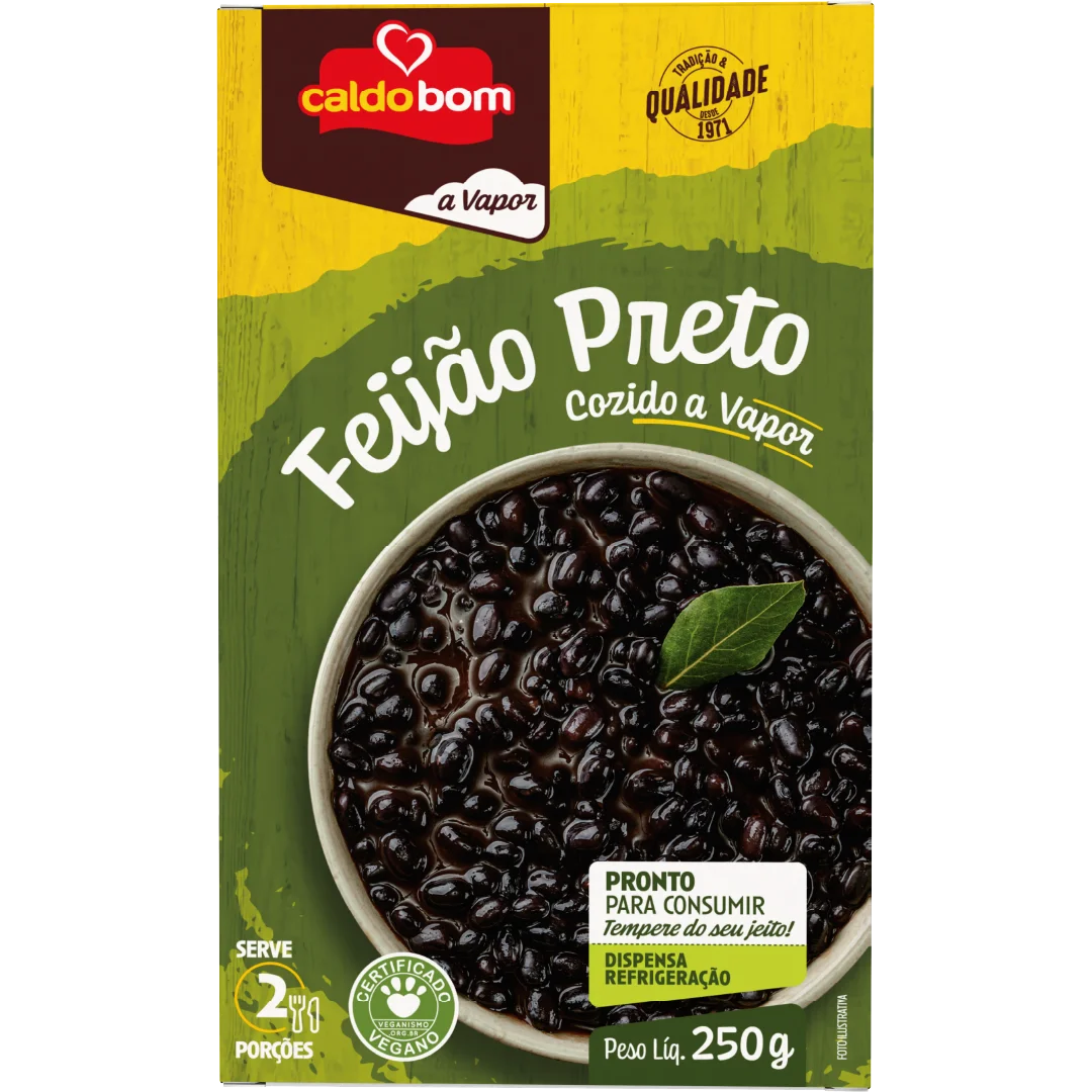 Feijão Preto Cozido à Vapor / Steamed Black Beans - Caldo Bom (250g)