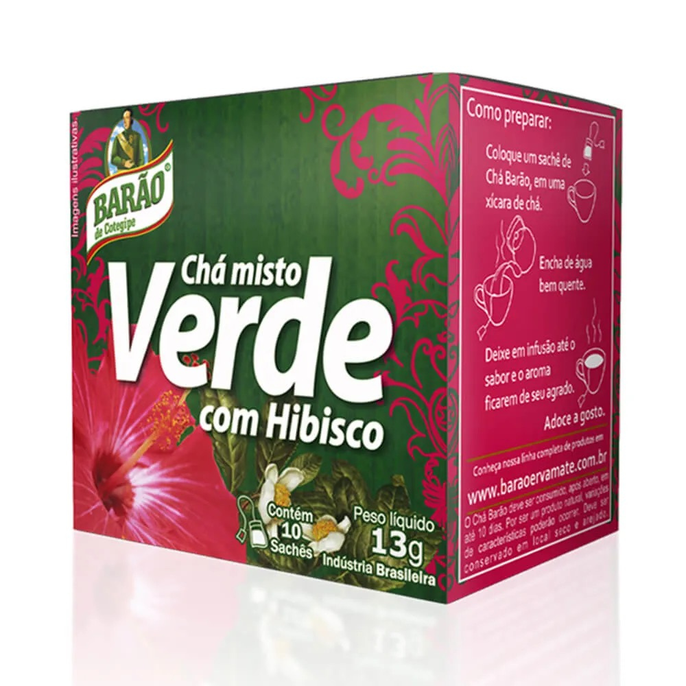 Chá Verde com Hibisco / Green Tea with Hibiscus - Barão (13g)