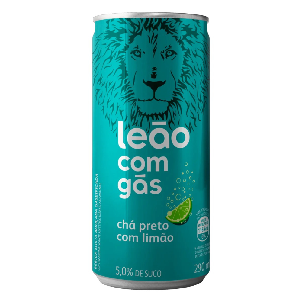 Chá Preto com Limão e Gás Zero Açúcar / Sugar-Free Sparkling Black Tea with Lime - Matte Leão (290ml)