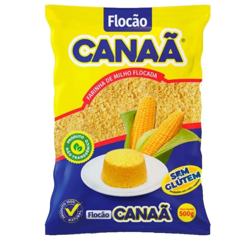 Farinha de Milho Flocada Flocão Não Transgênico / Corn Flakes for Couscuz - Canaã (500g)