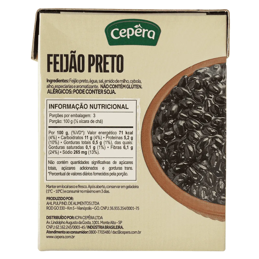 Feijão Preto Temperado / Seazoned Black Bean - Cepêra (380g)