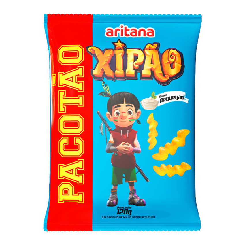 Salgadinho Xipão Sabor Requeijão / Cream Cheese Snack - Aritana (120g)