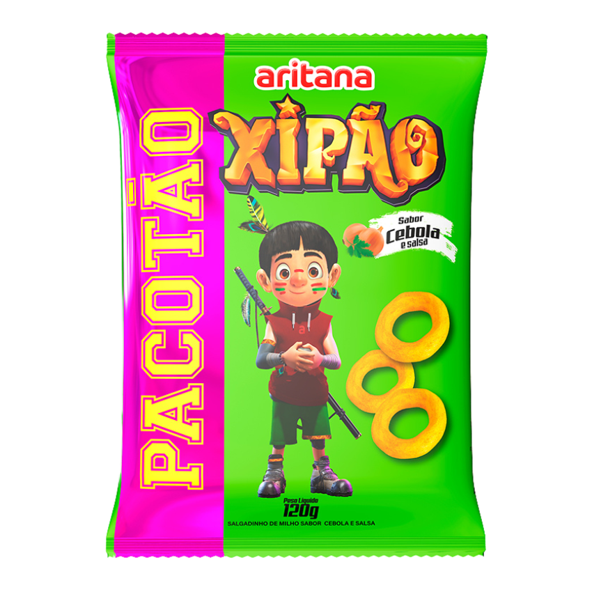 Salgadinho Xipão Sabor Cebola e Salsa / Onion and Parsley Snack - Aritana (120g)