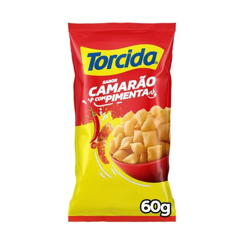 Salgadinho Lucky Torcida Camarão com Pimenta / Shrim & Pepper Snacks - Torcida (60g)