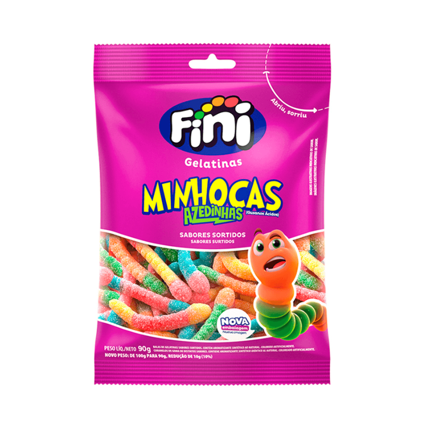 Balas de Gelatina Minhocas Cítricas / Sour Gummies - Fini (90g)