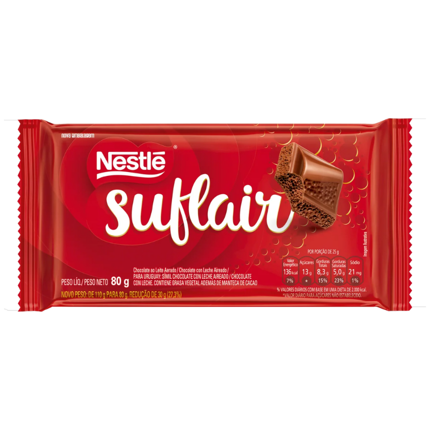 Suflair Chocolate ao Leite Aerado / Suflair Aerated Milk Chocolate - Nestlé (80g)