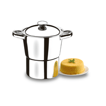 Cuscuzeira Lyon Aço Inox / Stainless Steel Couscous Steamer - Brinox (2 liters capacity)