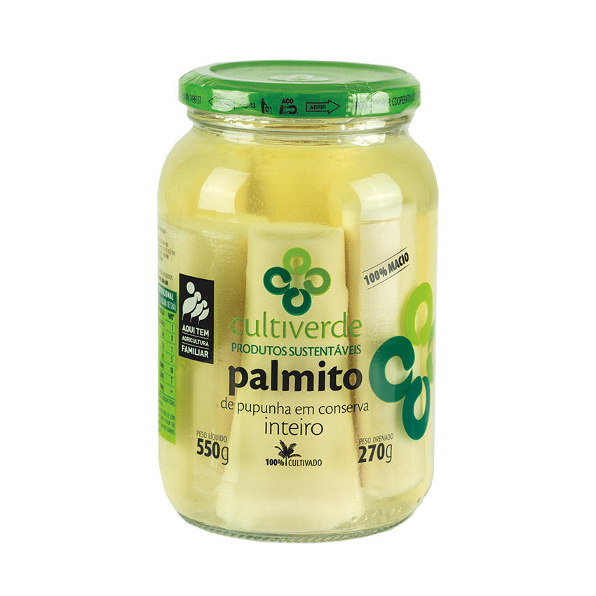 Palmito de Pupunha em Conserva / Quality Palm Hearts from Brazil - Cultiverde (550g)